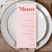 Terracotta & Blush Roze Retro Groovy Bruiloft Menu