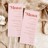 Terracotta & Blush Roze Retro Groovy Bruiloft Menu