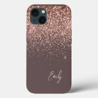 Terracotta Blush Roze Rose Goud Glitter Monogram
