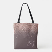 Terracotta Blush Roze Roze Gouden Glitter Monogram Tote Bag (Achterkant)
