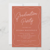 Terracotta & Blush Squiggle Graduation Party Kaart (Voorkant)