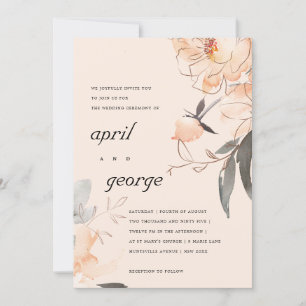 TERRACOTTA BLUSH WATERVERF FLORAL WEDDING INVITE BEDANKKAART