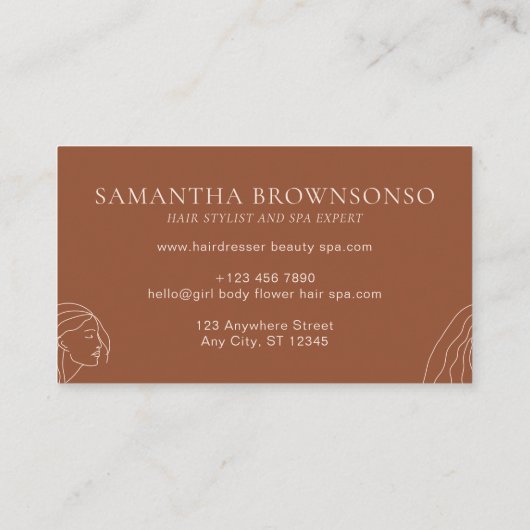 Terracotta Blush Woman Feminine Hair Salon Visitekaartje (Achterkant)