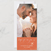 Terracotta Boarding Pass Bestemming Bruiloft Kaart (Achterkant)