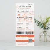 Terracotta Boarding Pass Bestemming Bruiloft Kaart (Staand voorkant)