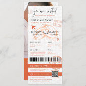 Terracotta Boarding Pass Bestemming Bruiloft Kaart (Voorkant / Achterkant)