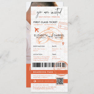 Terracotta Boarding Pass Bestemming Bruiloft Kaart