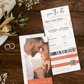 Terracotta Boarding Pass Bestemming Bruiloft Kaart