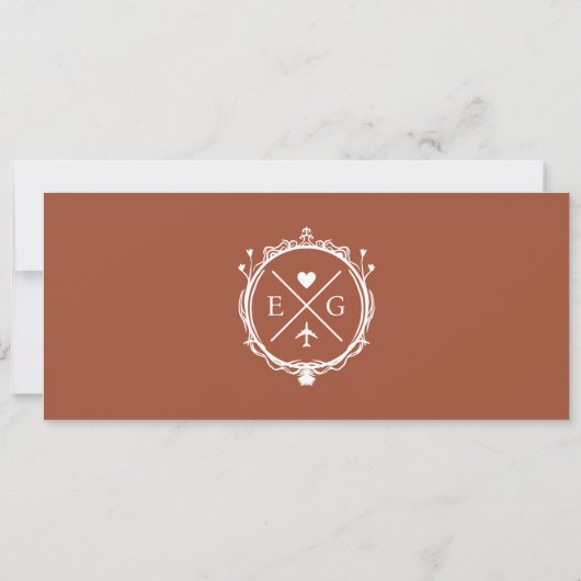 Terracotta Boarding Pass Reizen Bruiloft Kaart (Achterkant)