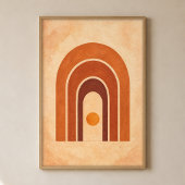 Terracotta Bogen bij Schemering Gouache Boho Kunst Poster