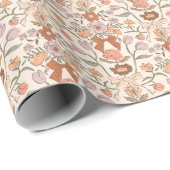 Terracotta Bogen en Bloesems Patroon Cadeaupapier (Rol Hoek)