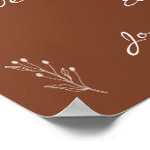 Terracotta Boheemse bruiloft Welkomstbord Poster (Hoek)