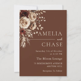 Terracotta Boheemse Vintage Bloemen Huwelijk Kaart