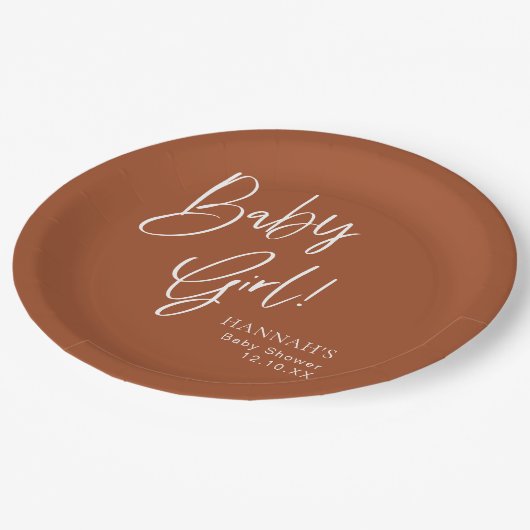 Terracotta Bohemian Aardse Meisje Baby shower Papieren Bordje (Gekanteld)