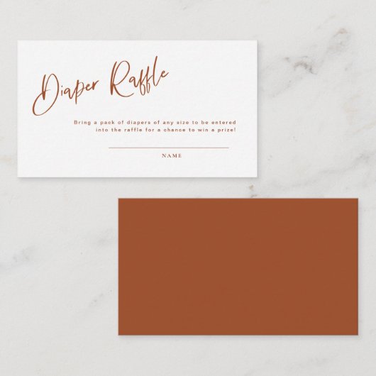 Terracotta Bohemian Baby shower Diaper Raffle Kaar Informatiekaartje (Voorkant / Achterkant)