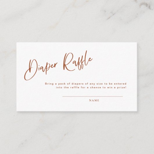 Terracotta Bohemian Baby shower Diaper Raffle Kaar Informatiekaartje (Voorkant)