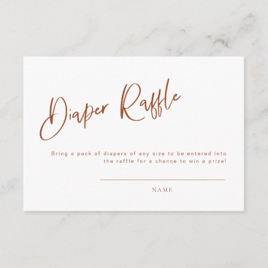 Terracotta Bohemian Baby shower Diaper Raffle Kaar Informatiekaartje (Voorkant)