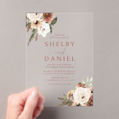 Terracotta Bohemian Bloemen Alle Seizoenen Bruilof Acryl Uitnodigingen (Insitu (Draagbaar))