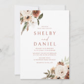 Terracotta Bohemian Bloemen Alle Seizoenen Bruilof Kaart (Voorkant)