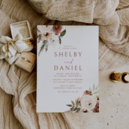 Terracotta Bohemian Bloemen Alle Seizoenen Bruilof Kaart