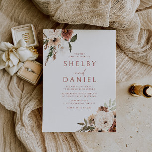 Terracotta Bohemian Bloemen Alle Seizoenen Bruilof Kaart