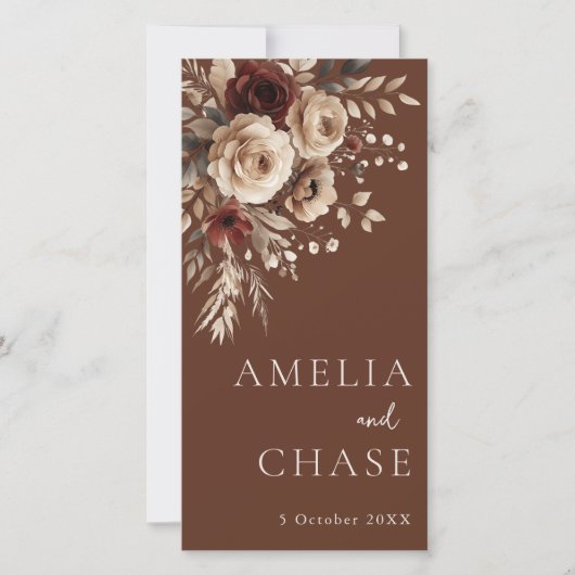 Terracotta Bohemian Bloemen Wedding Programma (Voorkant)