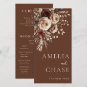 Terracotta Bohemian Bloemen Wedding Programma (Voorkant / Achterkant)