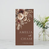 Terracotta Bohemian Bloemen Wedding Programma (Staand voorkant)