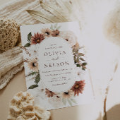 Terracotta Bohemian Bloemenkrans Lijst bruiloft Kaart