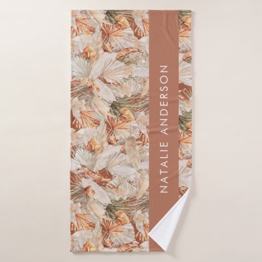 Terracotta Bohemian elegant modern pamapgras Badhanddoek (Badhanddoek)