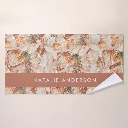 Terracotta Bohemian elegant modern pamapgras Badhanddoek (Badhanddoek)