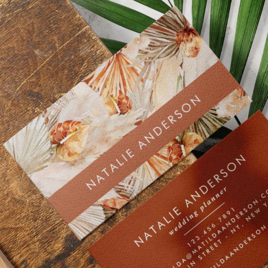 Terracotta Bohemian elegant modern pampasgras Bu Visitekaartje