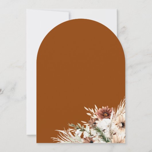 Terracotta Bohemian Floral Aardse bruiloft Kaart (Achterkant)