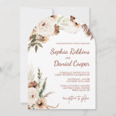 Terracotta Bohemian Floral Aardse bruiloft Kaart (Voorkant)