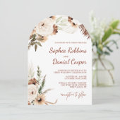 Terracotta Bohemian Floral Aardse bruiloft Kaart (Staand voorkant)