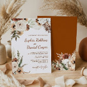 Terracotta Bohemian Floral Aardse bruiloft Kaart