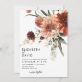 Terracotta Bohemian Floral Wedding Kaart (Voorkant)