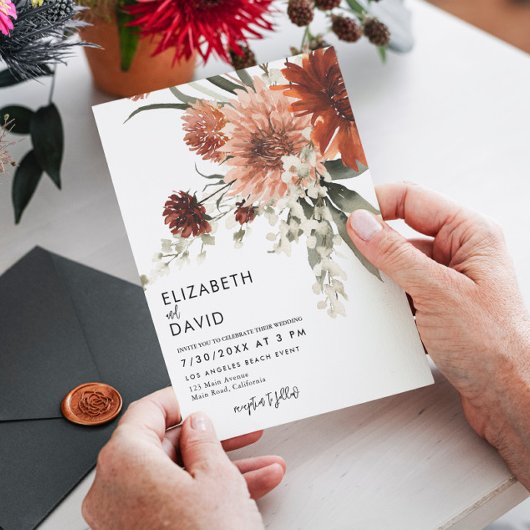 Terracotta Bohemian Floral Wedding Kaart