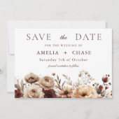 Terracotta Bohemian Floral Wedding Save The Date (Voorkant)