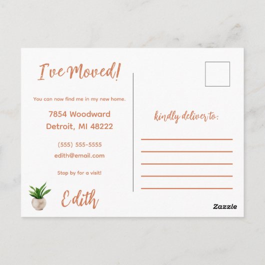 Terracotta Bohemian Moving Announcement Briefkaart (Achterkant)
