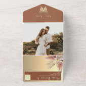 Terracotta Bohemian Pampas Grass Wedding All In One Uitnodiging (Buitenkant)