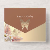 Terracotta Bohemian Pampas Grass Wedding All In One Uitnodiging (Achterkant)