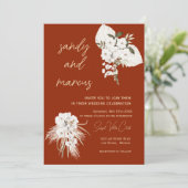 Terracotta Bohemian Photo Wedding Kaart (Staand voorkant)