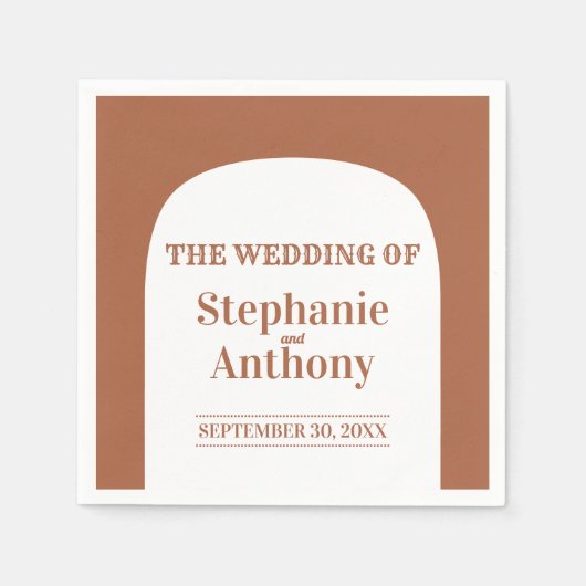 Terracotta Bohemian Retro Arch Wedding Servet (Voorkant)