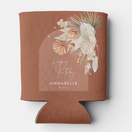 Terracotta bohian botanical Pampas modern Blikjeskoeler (Achterkant)