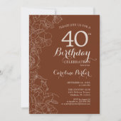 Terracotta Boho 40th Birthday Party Kaart (Voorkant)