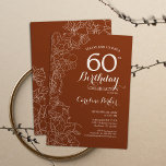 Terracotta Boho 60th Birthday Party Kaart<br><div class="desc">Terracotta Boho 60th Birthday Party Invitation. Minimalistisch modern design met botanische florale contouren,  accenten en lettertype typografiescript. Eenvoudige trendy nodigt een perfecte kaart uit voor een stijlvolle feestdag in het vrouw. Kan op elke leeftijd worden aangepast. Uitnodigingen op Zazzle afdrukken of sjabloon voor digitaal afdrukken direct downloaden.</div>