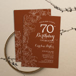 Terracotta Boho 70th Birthday Party Kaart<br><div class="desc">Terracotta Boho 70th Birthday Party Invitation. Minimalistisch modern design met botanische florale contouren,  accenten en lettertype typografiescript. Eenvoudige trendy nodigt een perfecte kaart uit voor een stijlvolle feestdag in het vrouw. Kan op elke leeftijd worden aangepast. Uitnodigingen op Zazzle afdrukken of sjabloon voor digitaal afdrukken direct downloaden.</div>