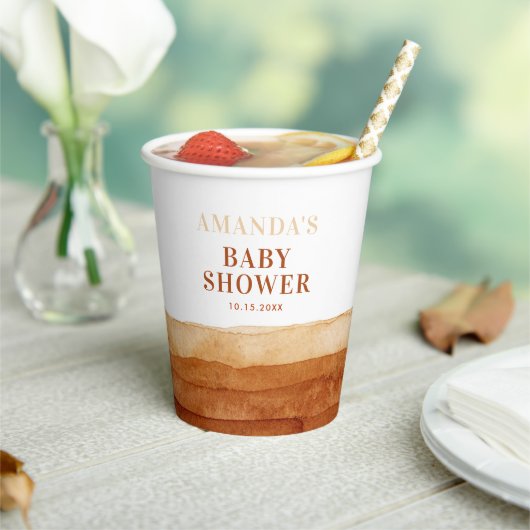 Terracotta Boho Abstract Baby shower Papieren Bekers (Insitu)