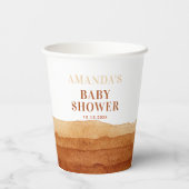 Terracotta Boho Abstract Baby shower Papieren Bekers (Achterkant)